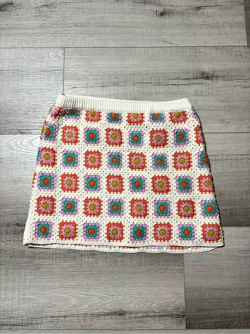 Art Class Girls L 10/12 Granny Square Crochet Knit Skirt